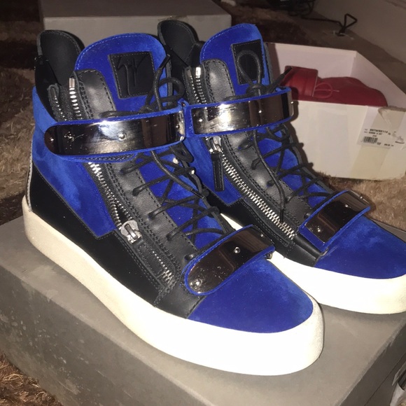 Men’s Hi-top Giuseppe Zanotti-Blue Velvet - Picture 4 of 7